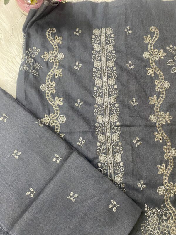 3-Piece Unstitched - Heavy Embroidered - Zari Peach Suit With Contrast Shawl