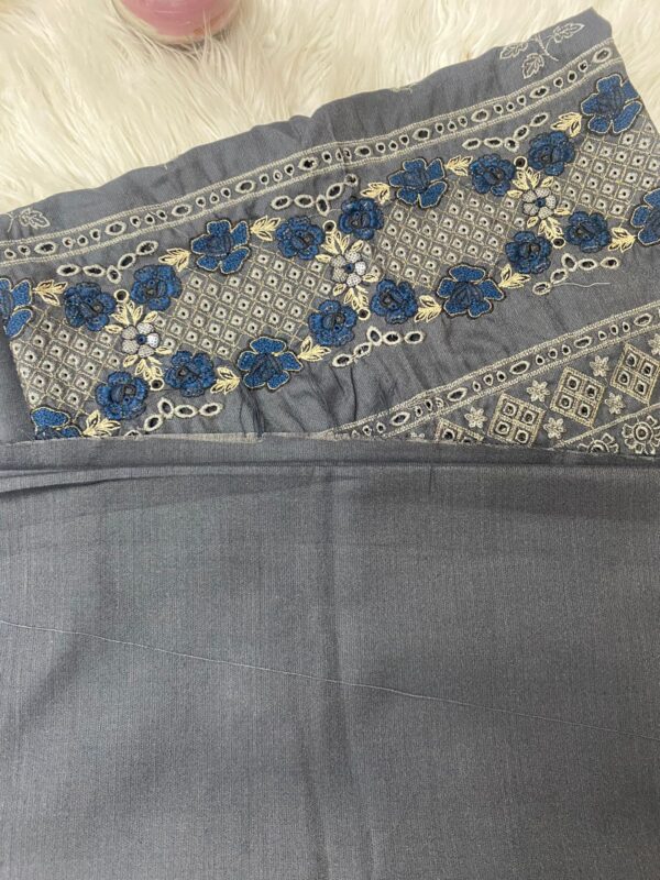 3-Piece Unstitched - Heavy Embroidered - Zari Peach Suit With Contrast Shawl - Image 2