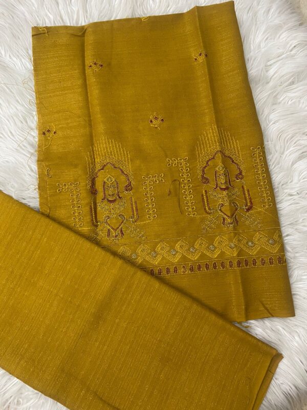 3-piece Unstitched - Luxurious Marina Heavy Embroidered Suit - Image 4