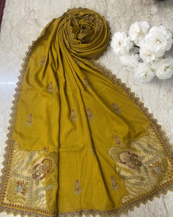 3-piece Unstitched - Luxurious Marina Heavy Embroidered Suit - Image 3