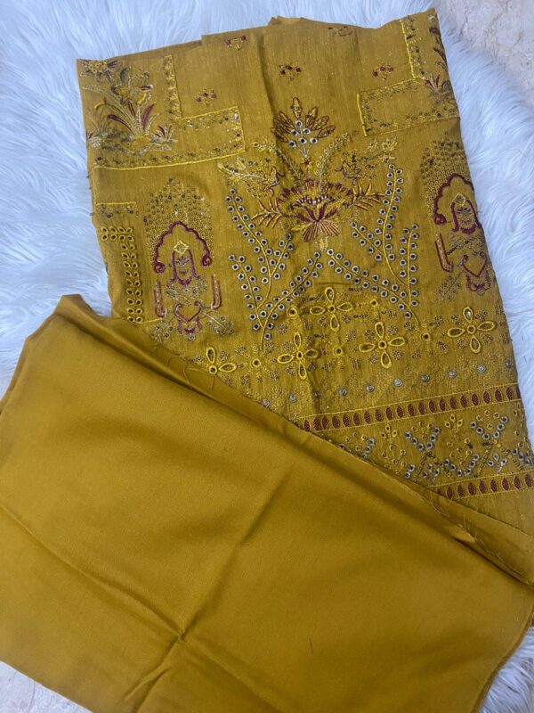 3-piece Unstitched - Luxurious Marina Heavy Embroidered Suit - Image 2