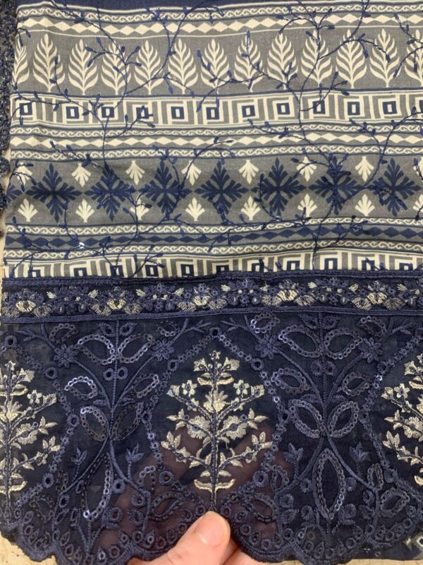 3 Piece Unstitched-Lawn-Chikankari - Image 3