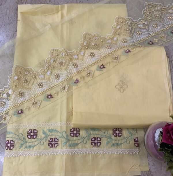 Embroidered-3 Piece Unstitched-Lawn - Image 3