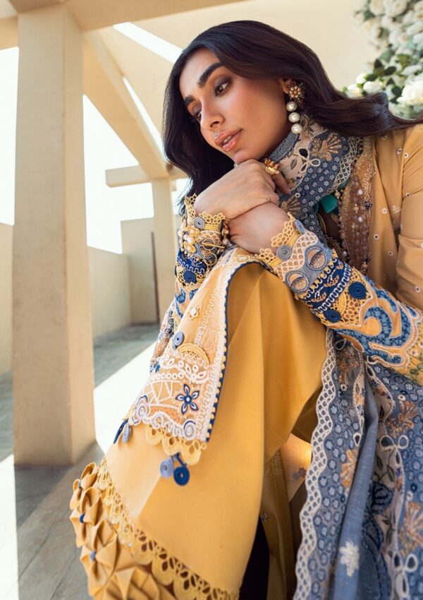 Qalamkar- Sahil | Embroidered Lawn Suit| 3 Piece Unstitched - Image 2