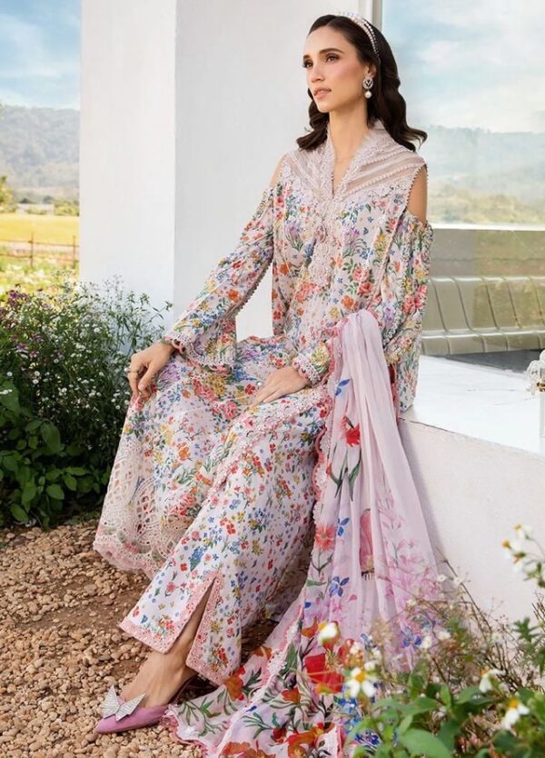 3 Piece Unstitched Printed Lawn Suit - Image 2